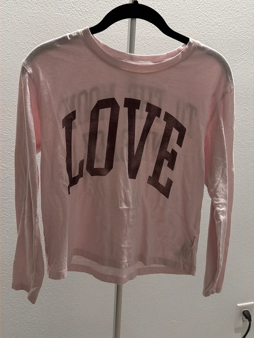 GAP Girls Long Sleeve Pink Tee with Dark Pink LOVE Graphic